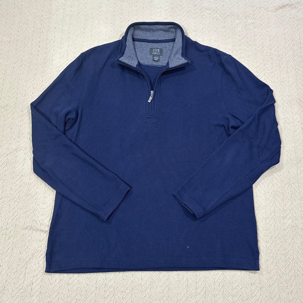 Joseph Abboud 1/4 Zip Mens Large Navy Blue Cotton Blend Pullover Sweater